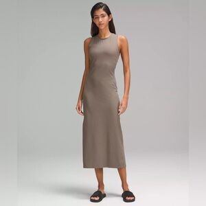 All Aligned Ribbed Midi Dress Taupetastic
